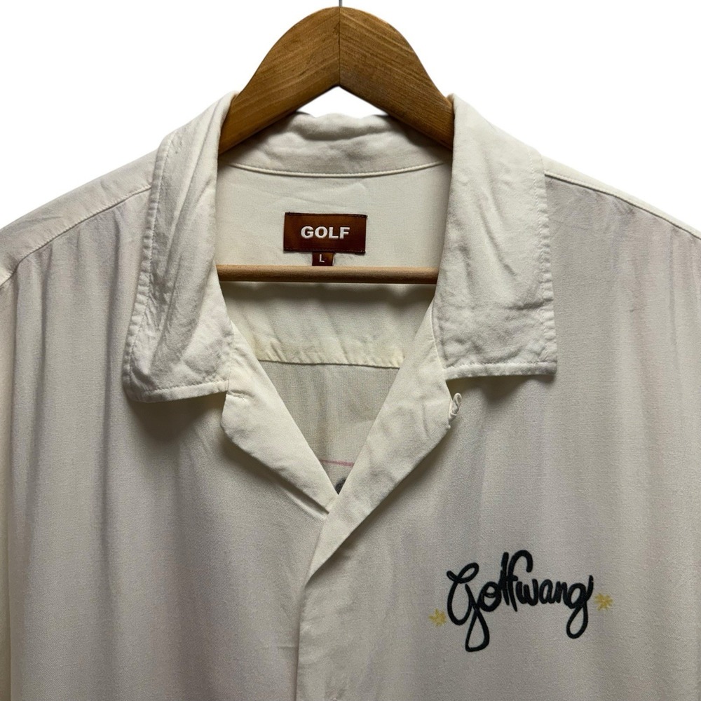 Golf Wang Men's Size Large White Rayon Raspberry 2019 Hawaiian Loop Collar Shirt